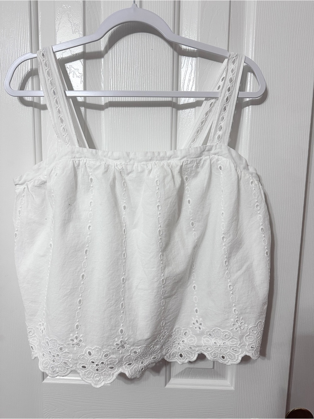 Maurices White Eyelet Lace Trim Tank